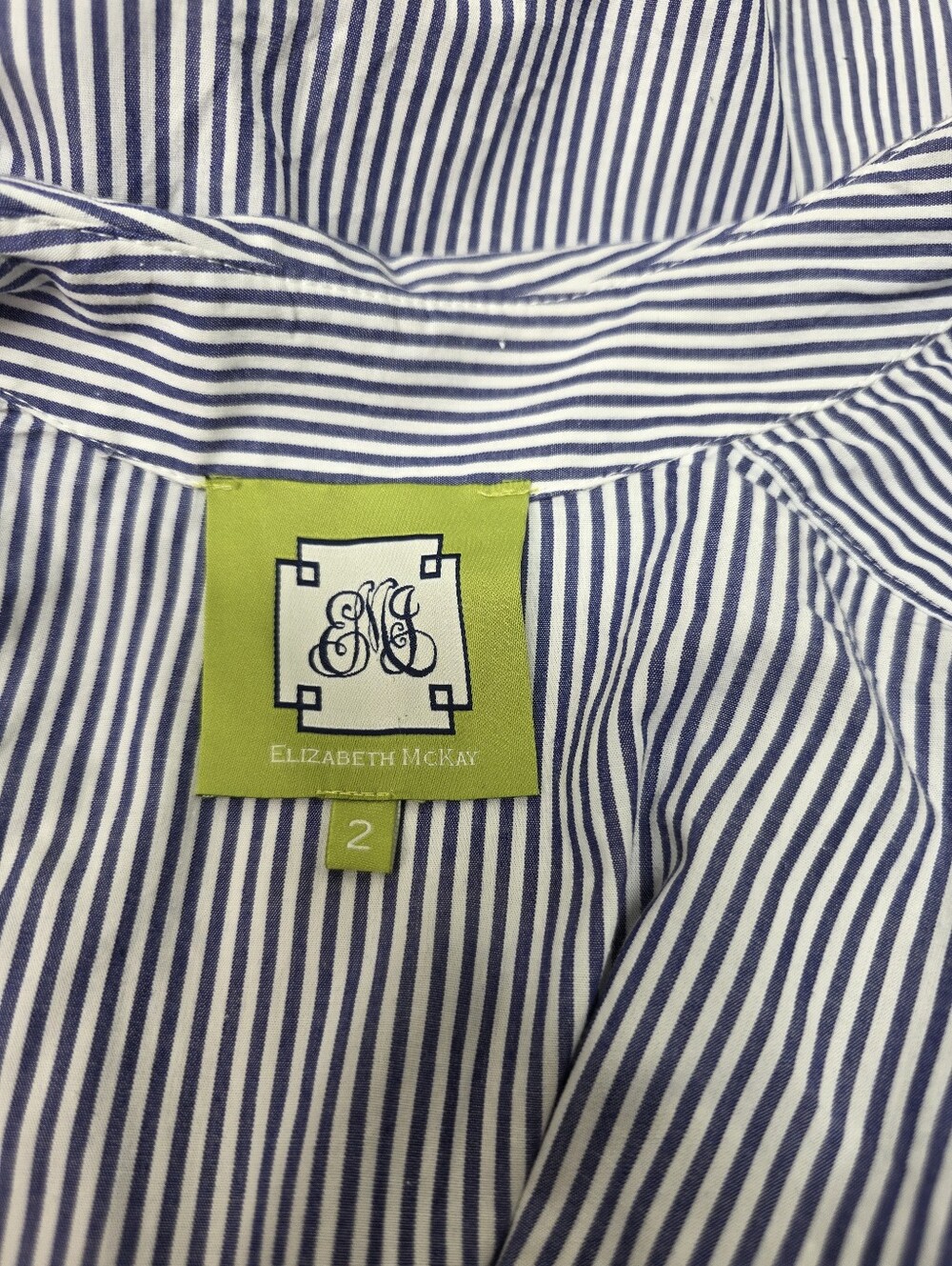 Elizabeth McKay Grace Pincord Blue and White Striped Midi Shirtdress 100% Cotton - Picture 6 of 9